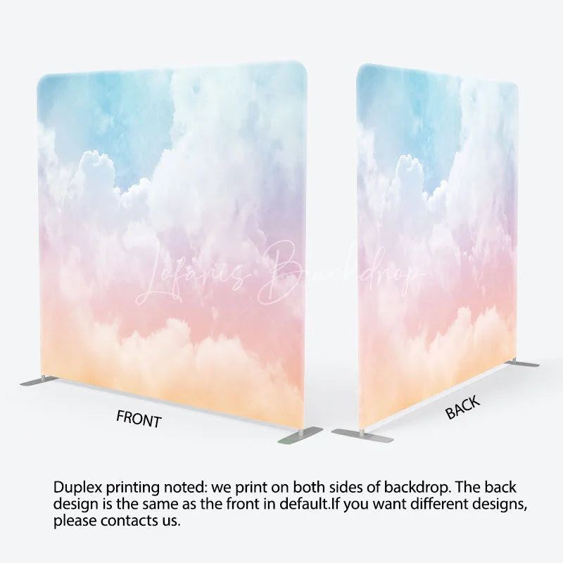 Lofaris Pastel Rainbow Cloud Tension Fabric Backdrop Dreamy Sky Cotton Candy Background Unicorn Party Decoration