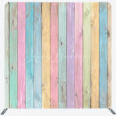 Lofaris Pastel Rainbow Wood Planks Double-Sided Tension Fabric Backdrop Shabby Chic Wall Easter Party Photo Booth