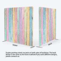 Lofaris Pastel Rainbow Wood Planks Double-Sided Tension Fabric Backdrop Shabby Chic Wall Easter Party Photo Booth