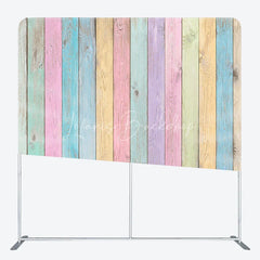 Lofaris Pastel Rainbow Wood Planks Double-Sided Tension Fabric Backdrop Shabby Chic Wall Easter Party Photo Booth