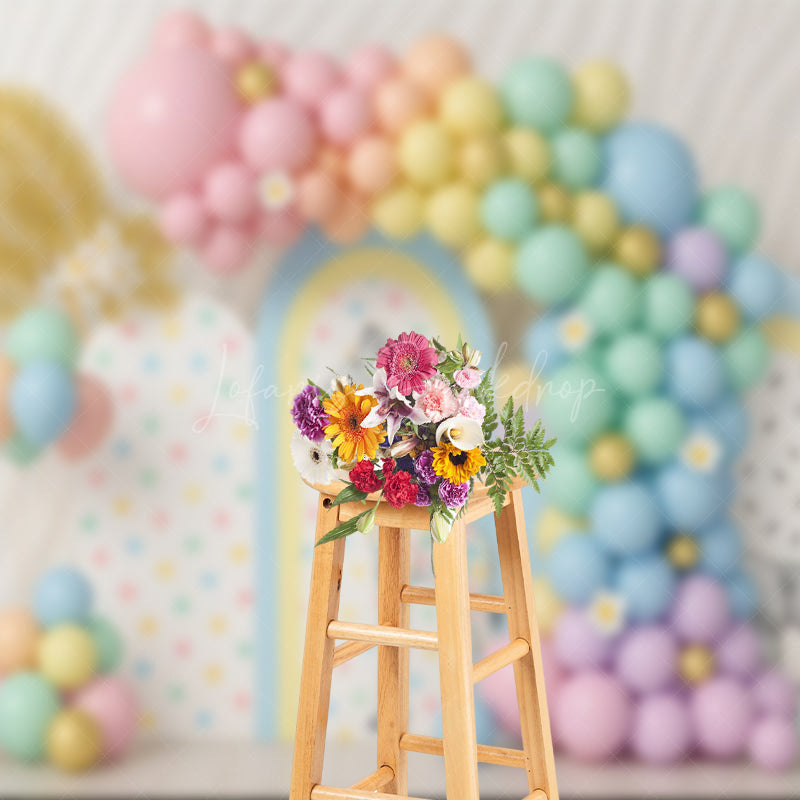 Lofaris Pastel Zoo Fresh Balloon Arch Cake Smash Backdrop