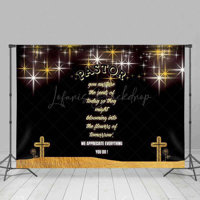 Lofaris Pastor Appreciation Day Backdrop Black and Gold Thank You Banner We Appreciate Everything Do Church Photo Prop