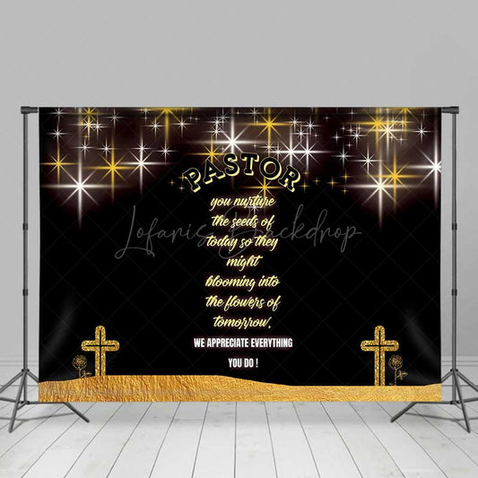 Lofaris Pastor Appreciation Day Backdrop Black and Gold Thank You Banner We Appreciate Everything Do Church Photo Prop