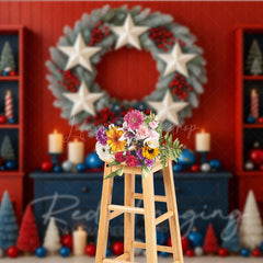 Lofaris Patriotic Christmas Photography Backdrop Red White and Blue Stars Stripes American Holiday Party Decor