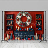 Lofaris Patriotic Christmas Photography Backdrop Red White and Blue Stars Stripes American Holiday Party Decor
