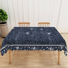 Lofaris Patriotic Denim Stripe Tablecloth with White Stars for 4th of July Memorial Day and BBQ Party Decor