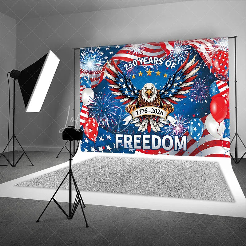 Lofaris Patriotic Eagle and Fireworks Holiday Backdrop 250 Years of Freedom Celebration Party Decor