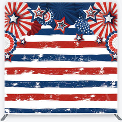 Lofaris Patriotic Stars and Stripes Party Backdrop Red White Blue Celebration Decor Tension Fabric