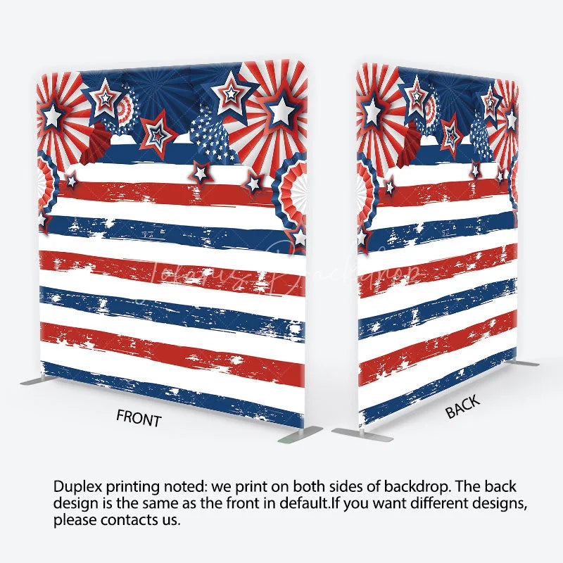 Lofaris Patriotic Stars and Stripes Party Backdrop Red White Blue Celebration Decor Tension Fabric