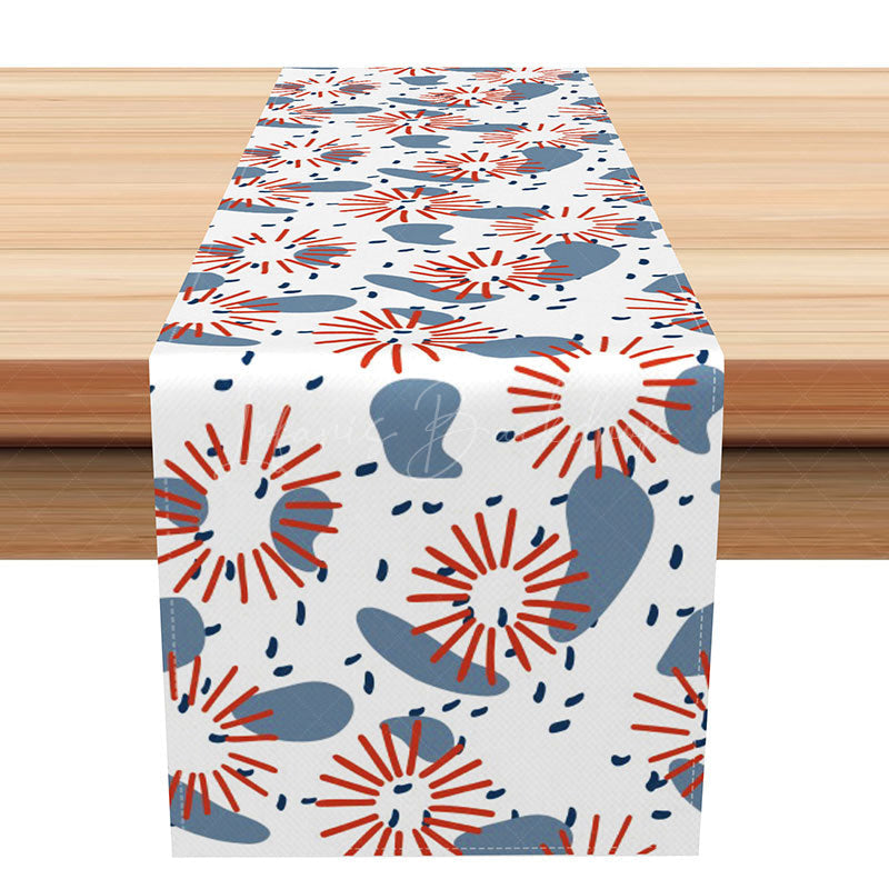 Lofaris Patriotic Table Runner with Red White and Blue Abstract Pattern for 4th of July Memorial Day