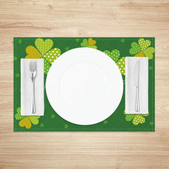 Lofaris Patterned Four Leaf Clover Set of 4 Placemats St. Patricks Day Colorful Shamrock Green Table Mats