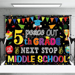 Lofaris Peace Out 5th Grade Next Stop Middle School Backdrop Graduation Supplies Photo Background