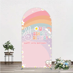 Lofaris Peace Out Single Digits 10th Birthday Arch Backdrop Groovy 70s Retro Theme VW Bus and Rainbow Party Decor