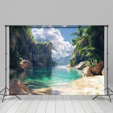 Lofaris Peaceful Island Scene Sea Mountain View Backdrop