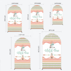 Lofaris Peach and Mint Boho Tribal She’s a Wild One Round Top Arch Backdrop Dreamcatcher Teepee Birthday Party Decor