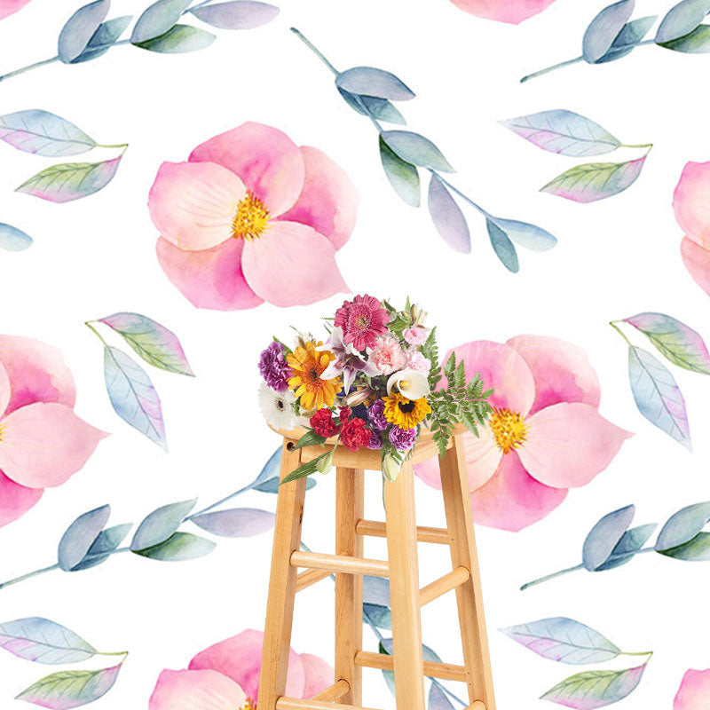 Lofaris Peach Blossom And Leaves Repeat Step Photo Backdrop