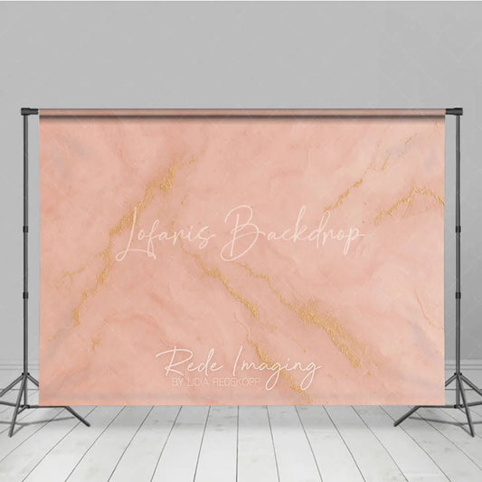 Lofaris Peachy Pink and Gold Vein Marble Texture Photography Backdrop Elegant Abstract Blush Photo Background