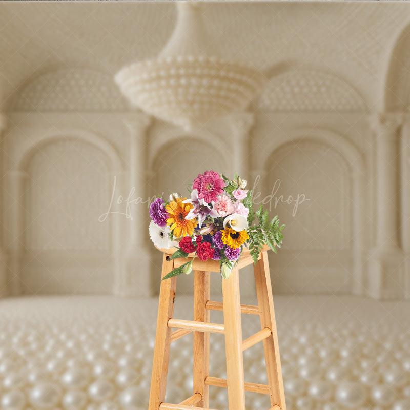 Lofaris Pearl Ballroom Photography Backdrop Elegant Luxury Room with Arches Fantasy Wedding or Maternity Photo Shoots