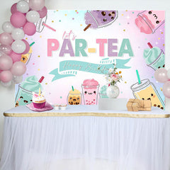 Lofaris Pearl Milk Tea Lets Partea Happy Birthday Backdrop