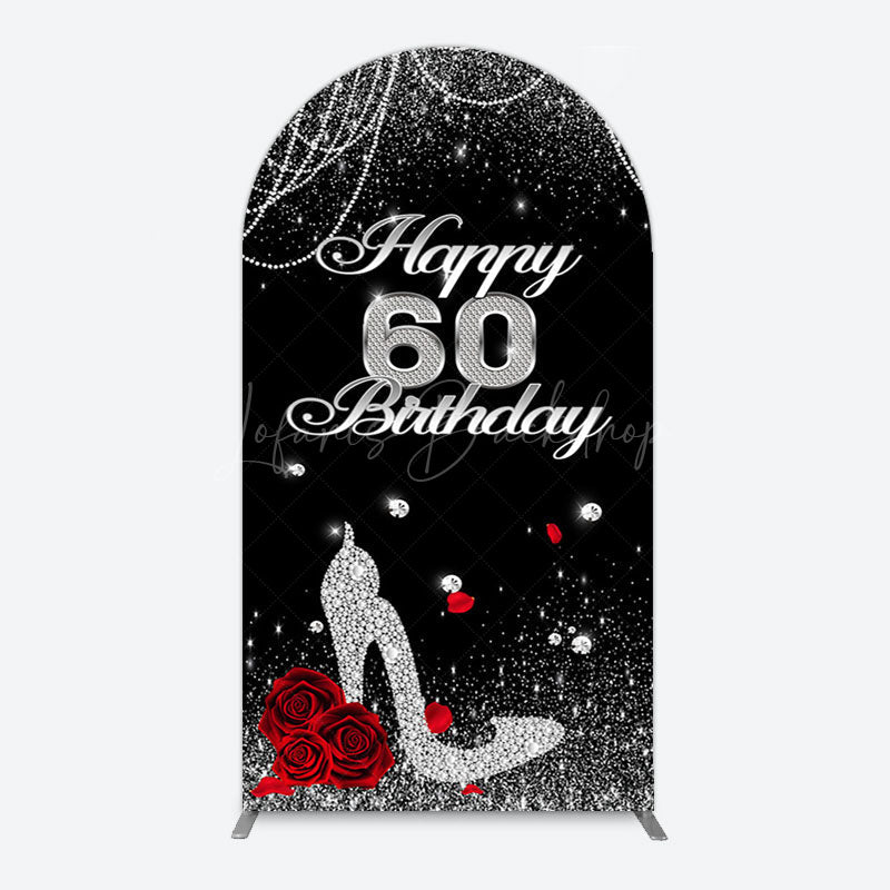 Lofaris Pearl Rose Heels Glitter 60th Birthday Arch Backdrop