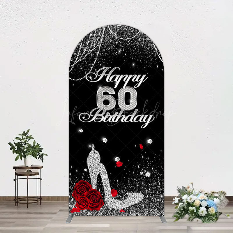 Lofaris Pearl Rose Heels Glitter 60th Birthday Arch Backdrop