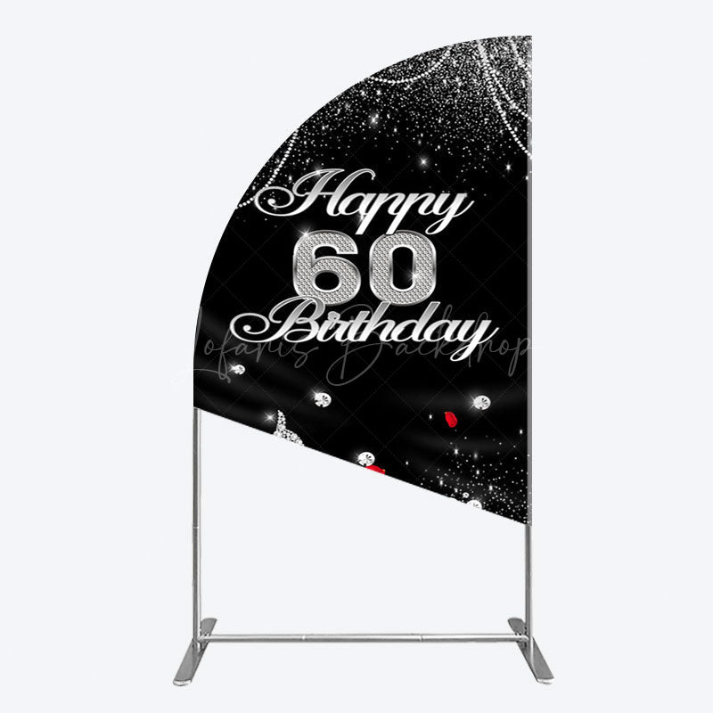 Lofaris Pearl Rose Heels Glitter 60th Birthday Half Moon Arch Backdrop