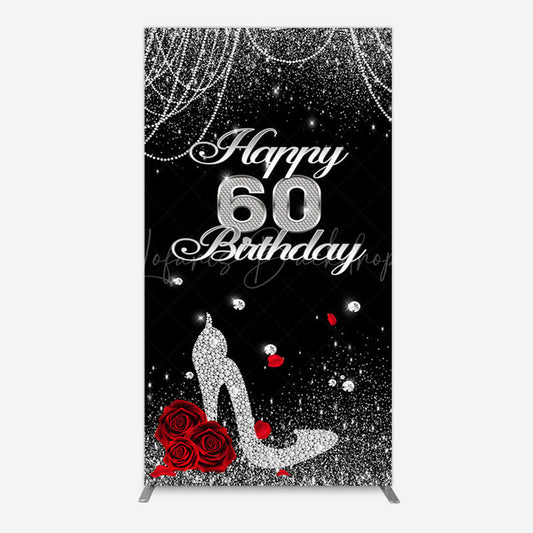 Lofaris Pearl Rose Heels Glitter 60th Birthday Rectangle Backdrop