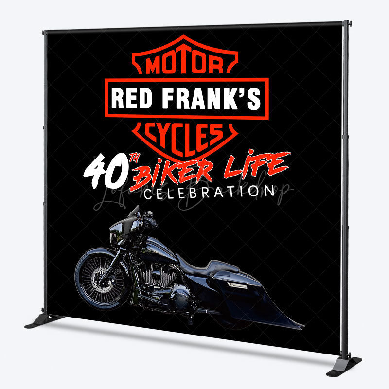 Lofaris Personalized 40th Biker Birthday Backdrop Custom Name Motorcycle Theme Club Inspired Party Decor