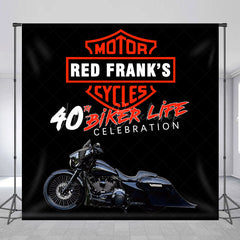 Lofaris Personalized 40th Biker Birthday Backdrop Custom Name Motorcycle Theme Club Inspired Party Decor
