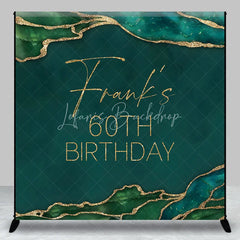 Lofaris Personalized 60th Birthday Backdrop in Emerald Green and Gold Elegant Agate Marble Custom Name Party Decor