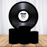 Lofaris Personalized 60th Birthday Vinyl Record Round Backdrop Kit Custom Name for Music Lover Retro Party Decor