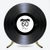 Lofaris Personalized 60th Birthday Vinyl Record Round Backdrop Kit Custom Name for Music Lover Retro Party Decor