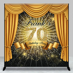 Lofaris Personalized 70th Birthday Party Backdrop Hollywood Gold Curtains and Spotlight Custom Name VIP Event Decor