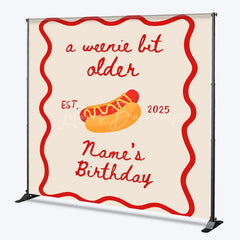 Lofaris Personalized A Weenie Bit Older Birthday Backdrop Custom Name Hot Dog Theme Party Banner