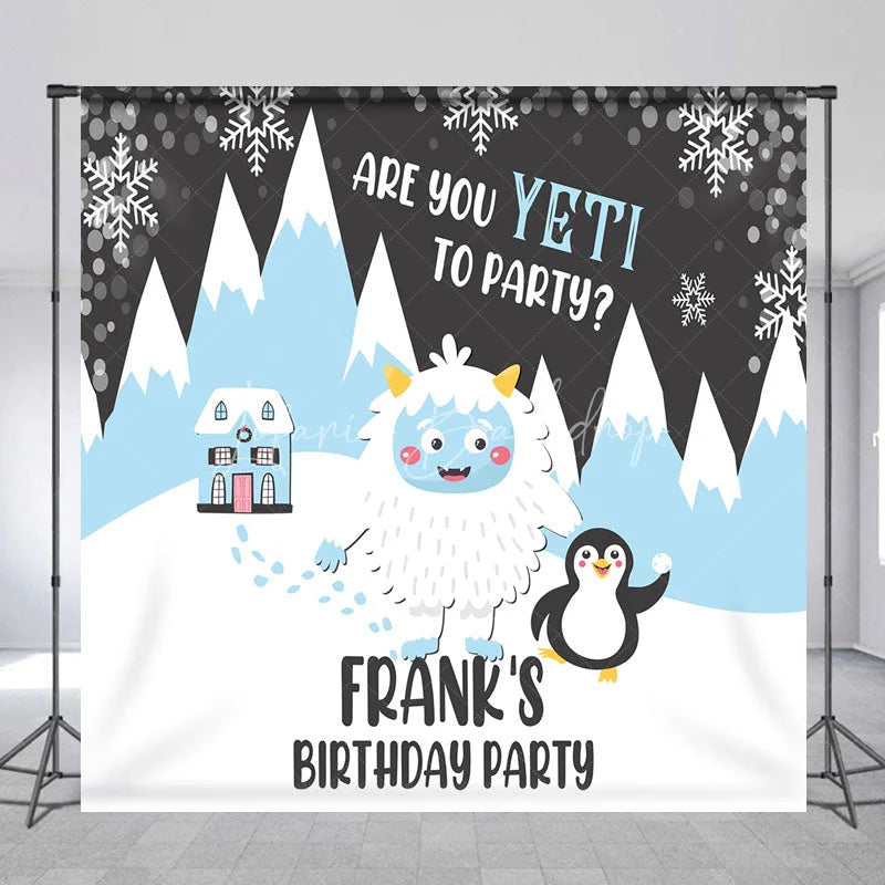 Lofaris Personalized Are You Yeti to Party Custom Birthday Backdrop Winter Wonderland and Penguin Decoration