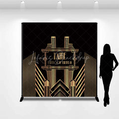 Lofaris Personalized Art Deco Gold 50th Birthday Backdrop Custom Name Gatsby Style Party Banner