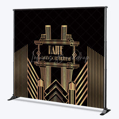 Lofaris Personalized Art Deco Gold 50th Birthday Backdrop Custom Name Gatsby Style Party Banner