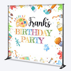 Lofaris Personalized Art Party Birthday Backdrop Paint and Brushes Theme Custom Name Craft Painting Celebration