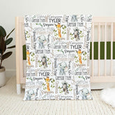 Lofaris Personalized Baby Boy Safari Animal Name Blanket