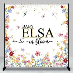 Lofaris Personalized Baby in Bloom Shower Backdrop Wildflower Floral Butterfly Garden Party Decor for Girl