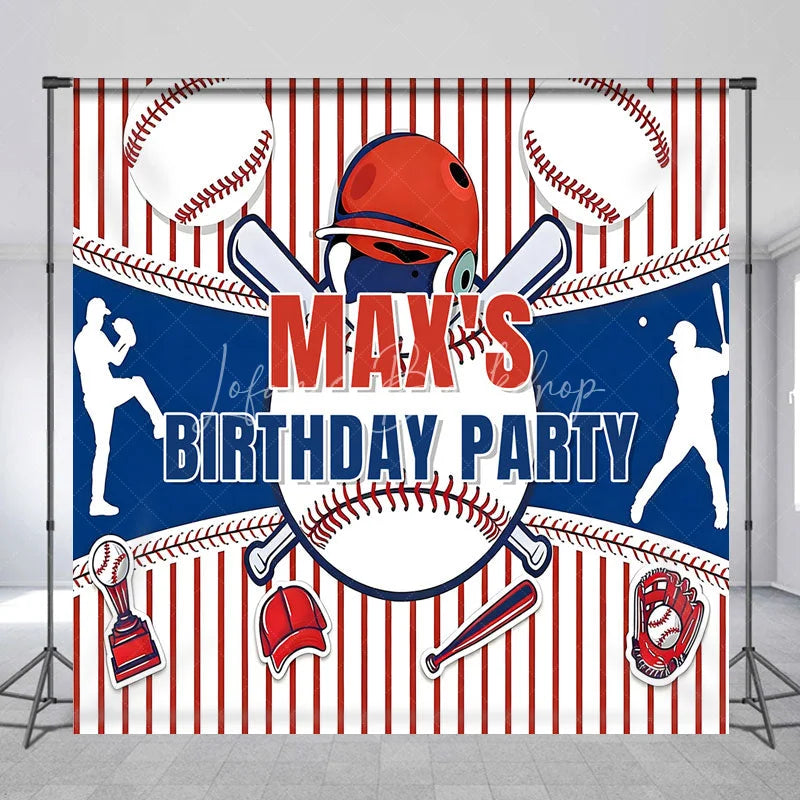 Lofaris Personalized Baseball Birthday Party Custom Backdrop Red White and Blue Sports Theme Decor for Kids Celebration