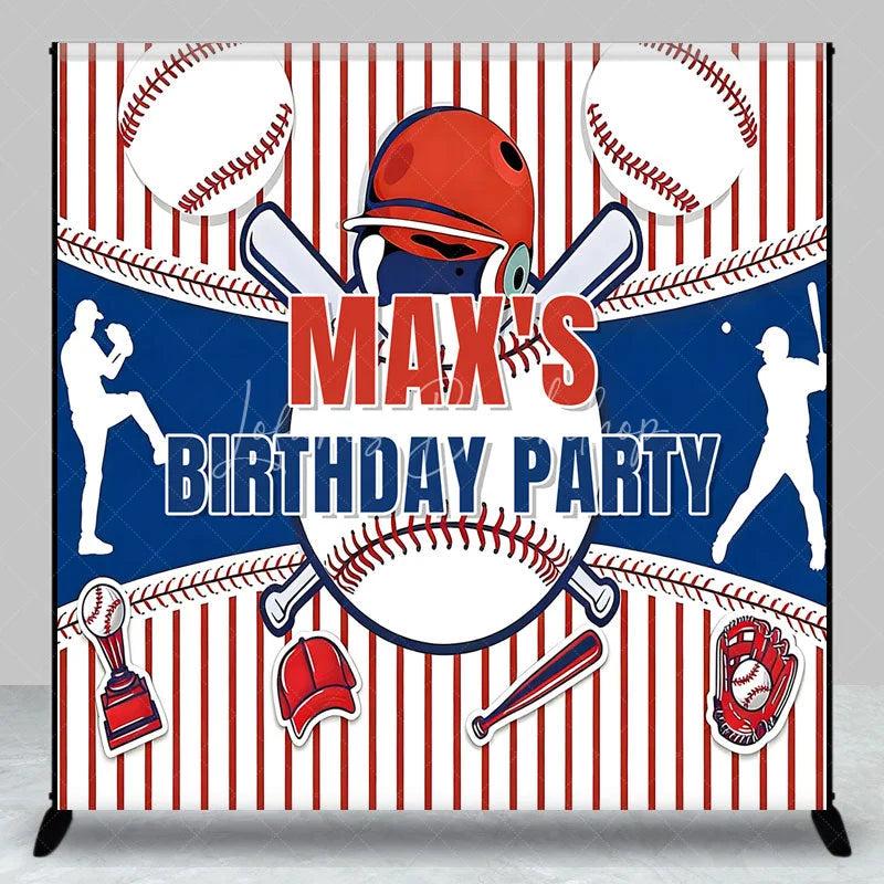 Lofaris Personalized Baseball Birthday Party Custom Backdrop Red White and Blue Sports Theme Decor for Kids Celebration