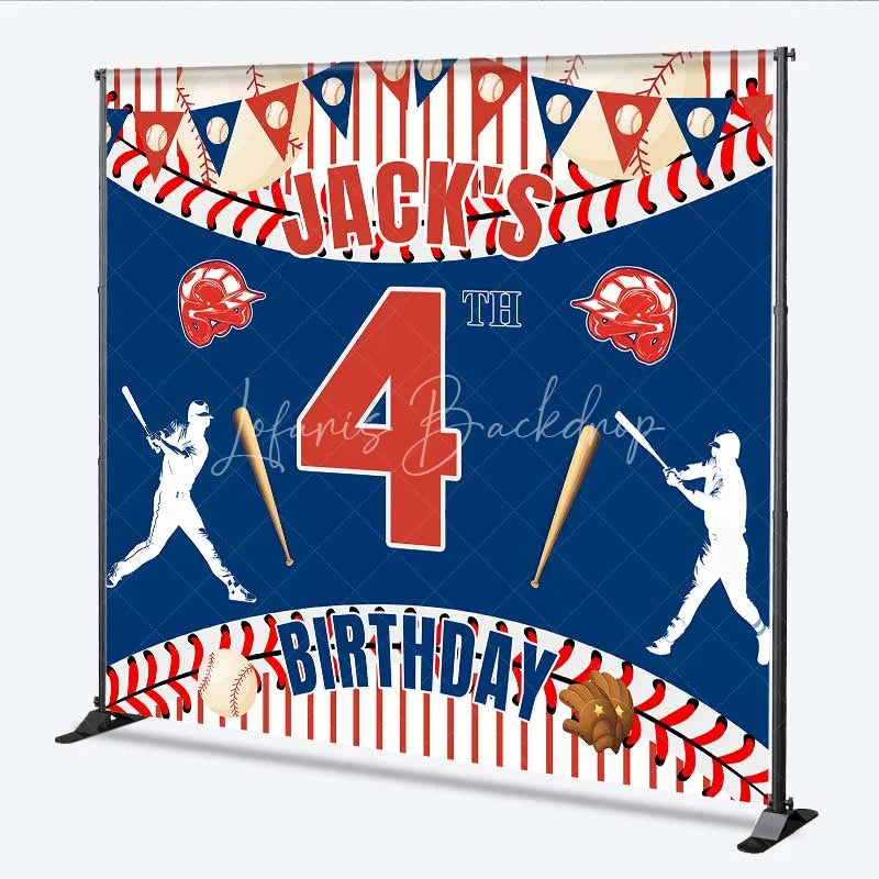 Lofaris Personalized Baseball Custom Birthday Backdrop Red Stripes Sports Theme Boys Party Photography Background