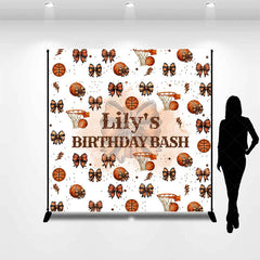 Lofaris Personalized Basketball and Bows Birthday Backdrop A Sweet Little All Star is on the Way Custom Name Sports Party