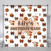 Lofaris Personalized Basketball and Bows Birthday Backdrop A Sweet Little All Star is on the Way Custom Name Sports Party