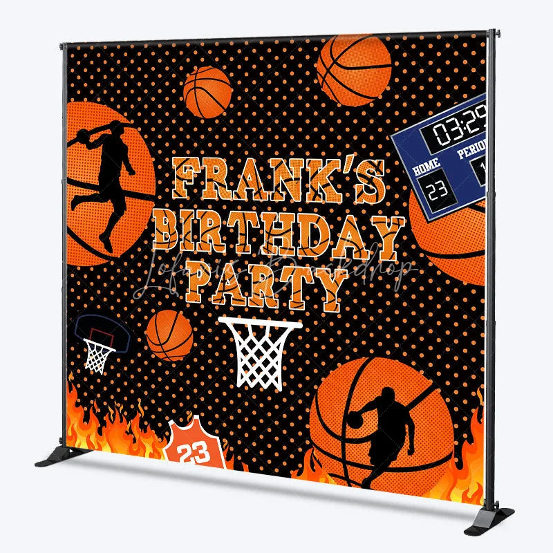 Lofaris Personalized Basketball Birthday Party Backdrop Slam Dunk with Flames and Scoreboard Custom Name Sports Theme Decor