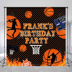 Lofaris Personalized Basketball Birthday Party Backdrop Slam Dunk with Flames and Scoreboard Custom Name Sports Theme Decor
