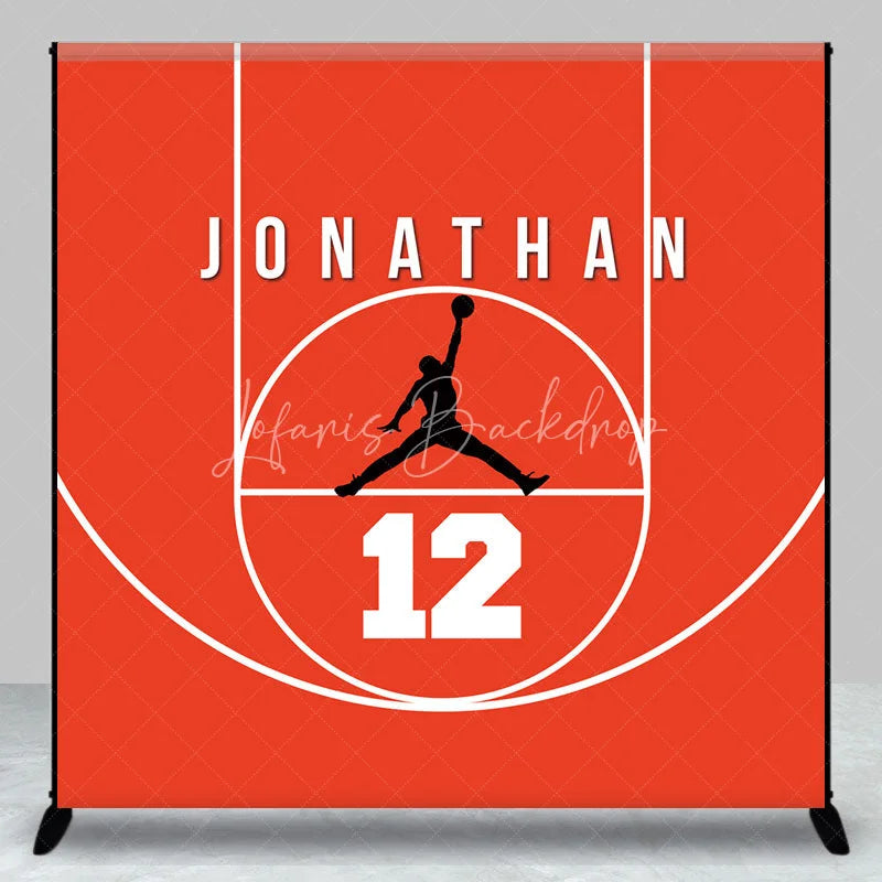 Lofaris Personalized Basketball Red Court Birthday Backdrop Custom Name and Number Sports Party Banner