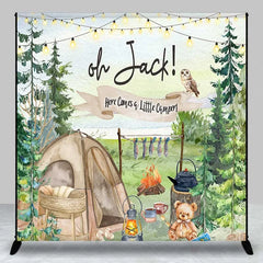 Lofaris Personalized Camping Theme Backdrop Here Comes a Little Camper Forest Adventure Baby Shower Decoration