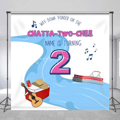 Lofaris Personalized Chatta-Two-Chee 2nd Birthday Backdrop River Boat and Country Music Theme Background Custom Name Boys Decor